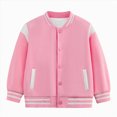 thumbnail image 2 of KPOPLK Kids Varsity Jacket Boys Baseball Jacket Bomber Coat School Uniform with Pocket Back to School1-16 Years Size 4-5 Years,Hot Pink, 2 of 5