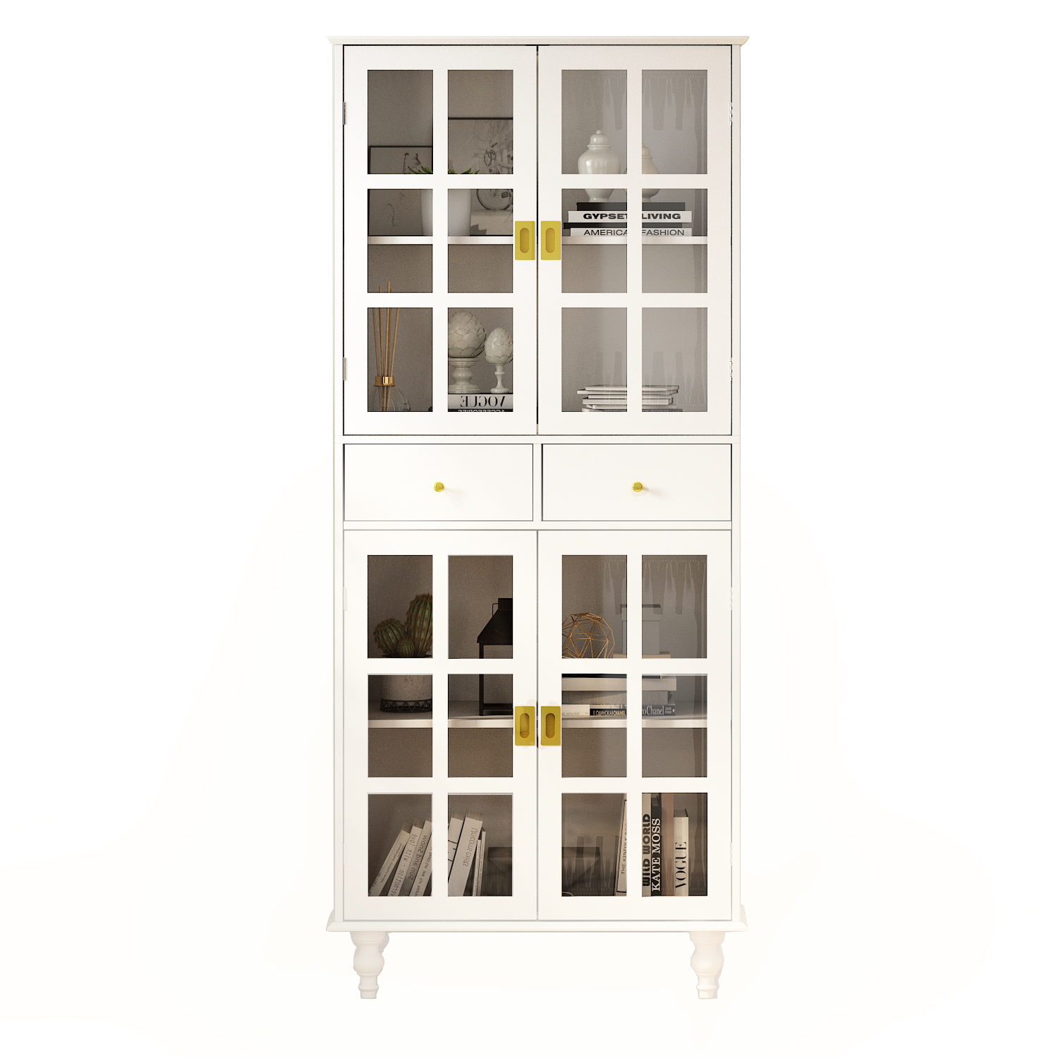 Timechee 72.4" Standard Bookcase with Drawers, Display Storage
