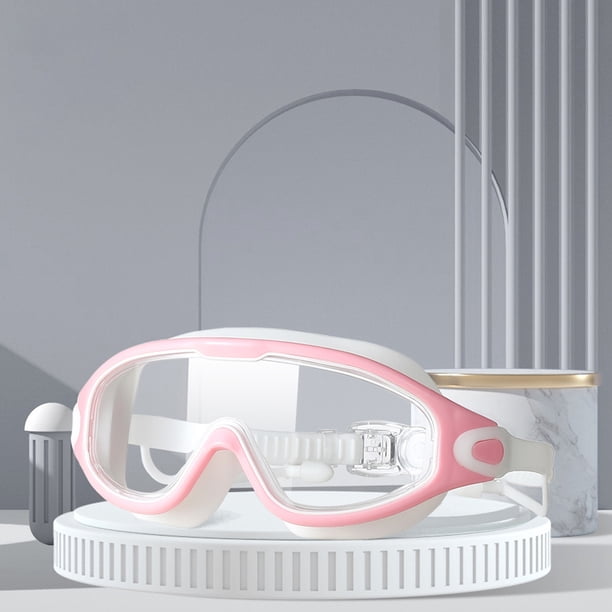 Gafas De Natación Gafas de natación de luz plana HD antivaho ajustable adulto unisex (rosa blanco)