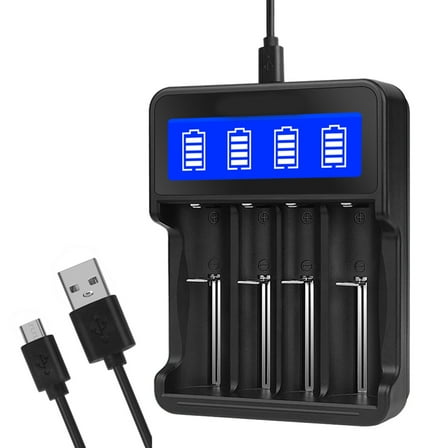 4 Slot 18650 26650 16340 14500 10440 18500 Battery Charger USB Charging Portable