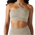 thumbnail image 2 of Women One Shoulder Tank Top Ribbed Crop Spaghetti Strap Sports Tees Stylish Slim Fit Sleeveless Yoga Workout Camisole, 2 of 4