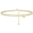 thumbnail image 1 of Fiudx Pulseras de Playa con Inicial de Corazón para Mujer (2022), Delicadas Tobilleras En Capas Bañadas En Oro de 14 Quilates, con Inicial de Letra y Corazón, Joyería de Playa., 1 of 2