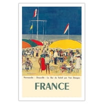 France - Deauville Normandie (Normandy) - Le Bar du Soleil (The Sunshine Bar) - Vintage Travel Poster by Kees Van Dongen c.1960 - Fine Art Matte Paper Print (Unframed) 30x44in