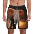 thumbnail image 2 of Picia Elephant Sunset in Kenya pattern Mens Swim Trunks with Compression Liner Stretch Beach Shorts Quick Dry with Zipper Pockets No-Chafing Board Shorts-Medium, 2 of 9