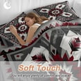 thumbnail image 4 of Red Grey White Bedding Duvet Cover Set Queen Size 4 Pieces Bohemian Ethnic Vintage Texture Bedding Set with Zipper Closure, 1 Comforter Cover 90x92 Inches 1 Flat Sheet & 2 Pillow Cases, 4 of 7