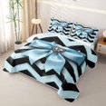 thumbnail image 3 of spefrowx Chic Blue Bow Quilt King for Teens, Black Simple Zebra Heart Print King Coverlet Set, 3 Pieces, 3 of 7