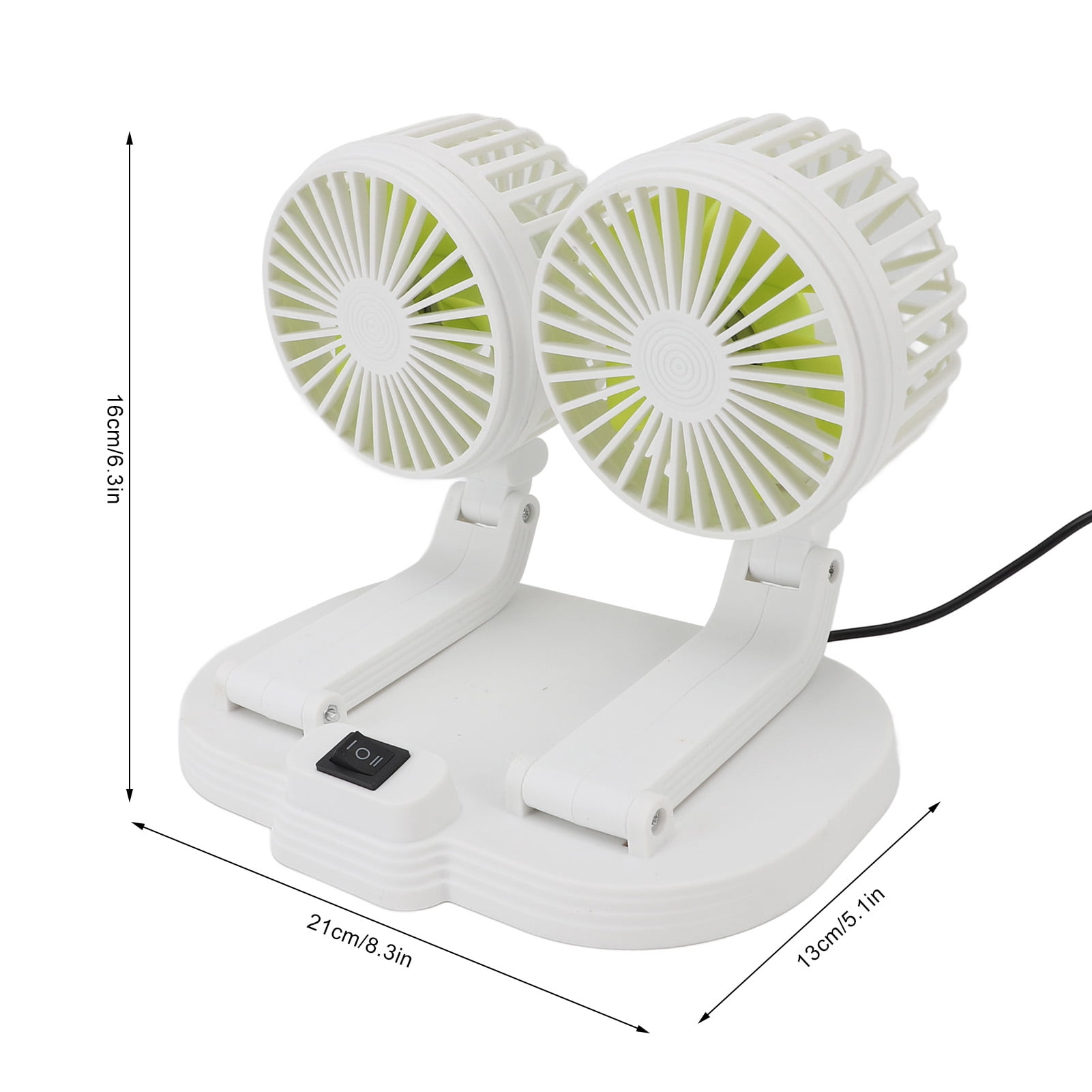 NFTIGB Dual Heads USB Fan for Car Dashboard Multi Speeds Quiet Portable Vehicle Cooling Fan for RV Truck Office, Adjustable Angles, 8.3x5.1x6.3 inches / 21x13x16 cm, White