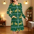thumbnail image 5 of Dvprdro Christmas Nightgowns for Women Long Sleeve Cozy Sleepwear Loungewear Trendy Printed Zip-up Pajama Robe with Pockets, 5 of 5