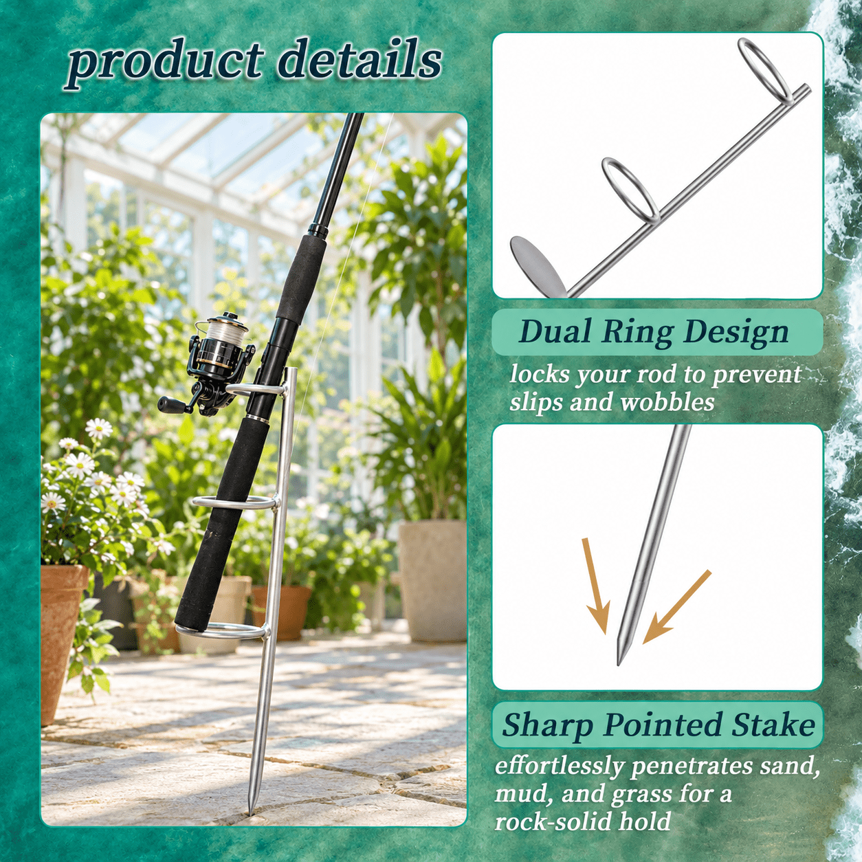 22 4-Pack Galvanized Steel Boat Fishing Rod Holders for Surf Fishing