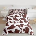 thumbnail image 2 of Homewish Farmhouse Cow Print 3 Pieces Queen Comforter Set for Children Teens Adults,Retro Vintage Ultra Soft Bedding Sets,Brown White Bedding Comforter Set Breathable,Luxury Bedroom Decor,Reversible, 2 of 8
