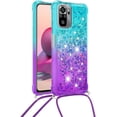 thumbnail image 2 of Xiaomi Redmi Note 10 4G (Not 5G) Cute Case With Strap Crossbody Gradient Quicksand Bling Sparkle Flowing Liquid Floating with Neck Cord Lanyard Strap Case for Redmi Note 10S LSGS Bluish Violet, 2 of 14