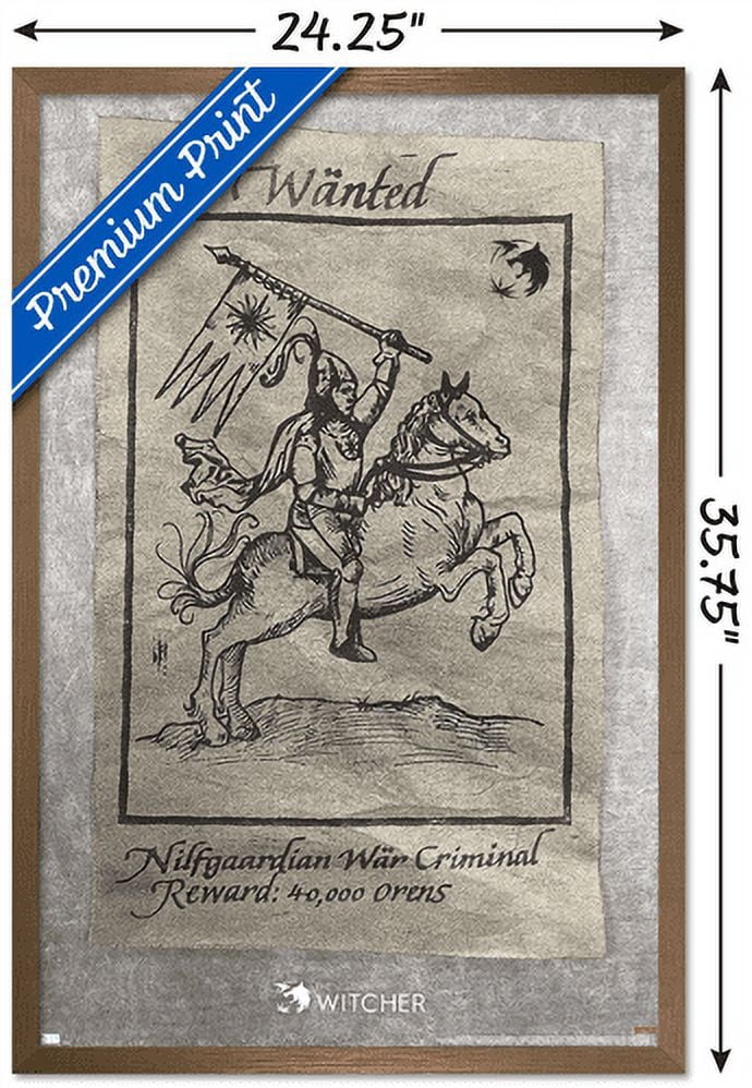 Netflix The Witcher Season 2 - Wanted War Criminal Wall Poster, 22.375" x 34", Framed