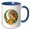 Blue/White, variant on 3drose, Sara Female Name, Moon, Woman, Chic Lion Head. Art Gift for a Woman, 11oz Two-tone Blue Mug