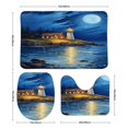 thumbnail image 3 of Lighthouse Sunrise Coast Scenery Pale Blue Tan 3 Pieces Bath Mats Set, Non-Slip Washable Cover Floor Rug Decorations for Kitchen Bathroom Bedroom, 3 of 7