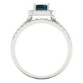 thumbnail image 4 of 1.57ct Brilliant Emerald Cut Natural London Blue Topaz 14k White Gold Halo Solitaire with Accents Engagement Bridal Wedding Ring Band Set size 6.5, 4 of 7