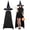 Black, variant on Witch Costume for Women Halloween with Distressed Hat and Black Hooded Cloak Cape. 2PC Witch-Accessory Set