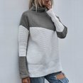 thumbnail image 5 of ShomPort Women's Color Block Knitted Sweater Crewneck Long Sleeve Sweater Crochet Pullover Tops Fall Winter Jumper, 5 of 5