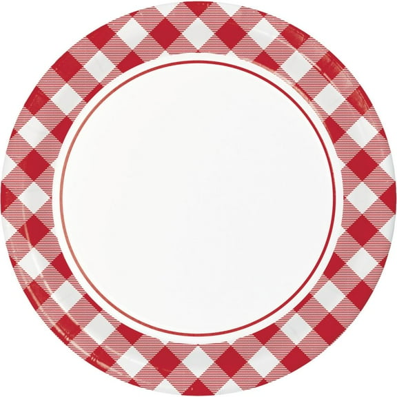 96 Count Bulk Pack Classic Gingham Dinner Plate