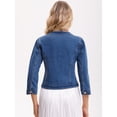 thumbnail image 4 of DARING DIVA Women's Collarless Cardigan 3/4 Sleeve Jean Jacket S Blue, 4 of 7