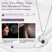Emibele Preserved Rose Flower with Heart Necklace, Eternal Purple Rose Gifts for Her Women Mom Wife Grandma on Mothers Day Anniversary Birthday Valentines