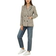 thumbnail image 2 of DARING DIVA Women's Plaid Notched Lapel Blazer Jacket L White Green, 2 of 6