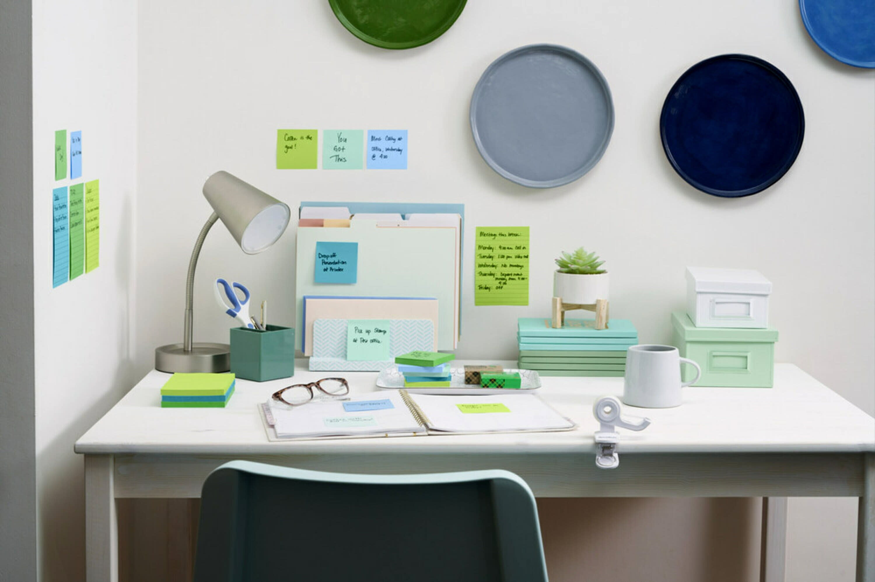 Post-it® Recycled Super Sticky Notes, 3 in. x 3 in., Oasis Collection, 24 Pads/Pack
