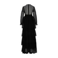 thumbnail image 5 of Elainilye Fashion Womens Wedding Guest Dress Plus Size Spring Sexy Casual Round-Neck Solid Slimming Split Long Dress,Black, 5 of 6
