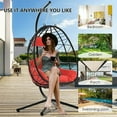 thumbnail image 3 of Clearance! Hanging Wicker Egg Chair, Outdoor Patio Hanging Chairs with Stand, UV Resistant Hammock Chair with Comfortable Cushion, Durable Indoor Swing Egg Chair for Bedroom, Garden, Backyard, 3 of 7