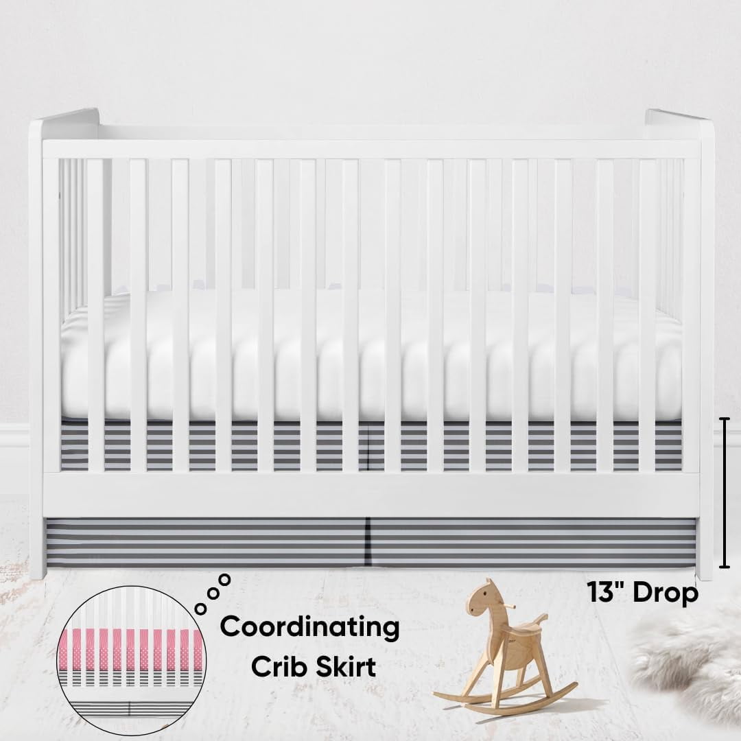 Bacati - Elephants Pink/Grey Girls Mini Portable Crib Bedding Set