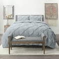 thumbnail image 2 of Nestl 3 Piece Pinch Pleated Pintuck Duvet Cover Set with Shams, Soft Microfiber,Button Closure Bedding Set, King - Steel Blue, 2 of 9