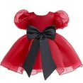thumbnail image 1 of Robe de Princesse avec Grand Nœud pour Fille, Robe de Bal d'Anniversaire, Manches Courtes Bouffantes 1-6T, 1 of 3