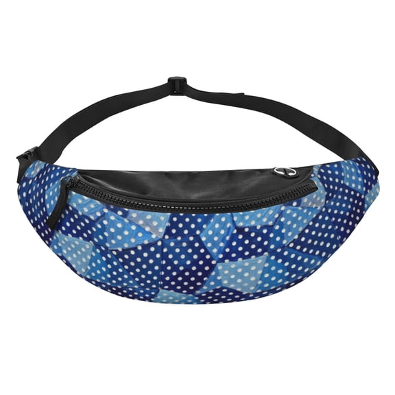 Deep Blue And White Dots Fanny Pack Casual Hands-Free Wallets Waist Pack Phone Bag Carrying All Phones