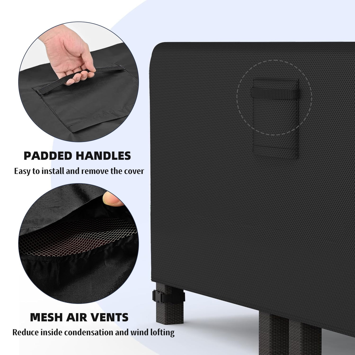 2-in-1 Patio Furniture Cover - Multi-Use Waterproof Outdoor Table & Sofa Protector, Heavy Duty UV Resistant Patio Table Cover,110" L x 84" W x 28"H,Black