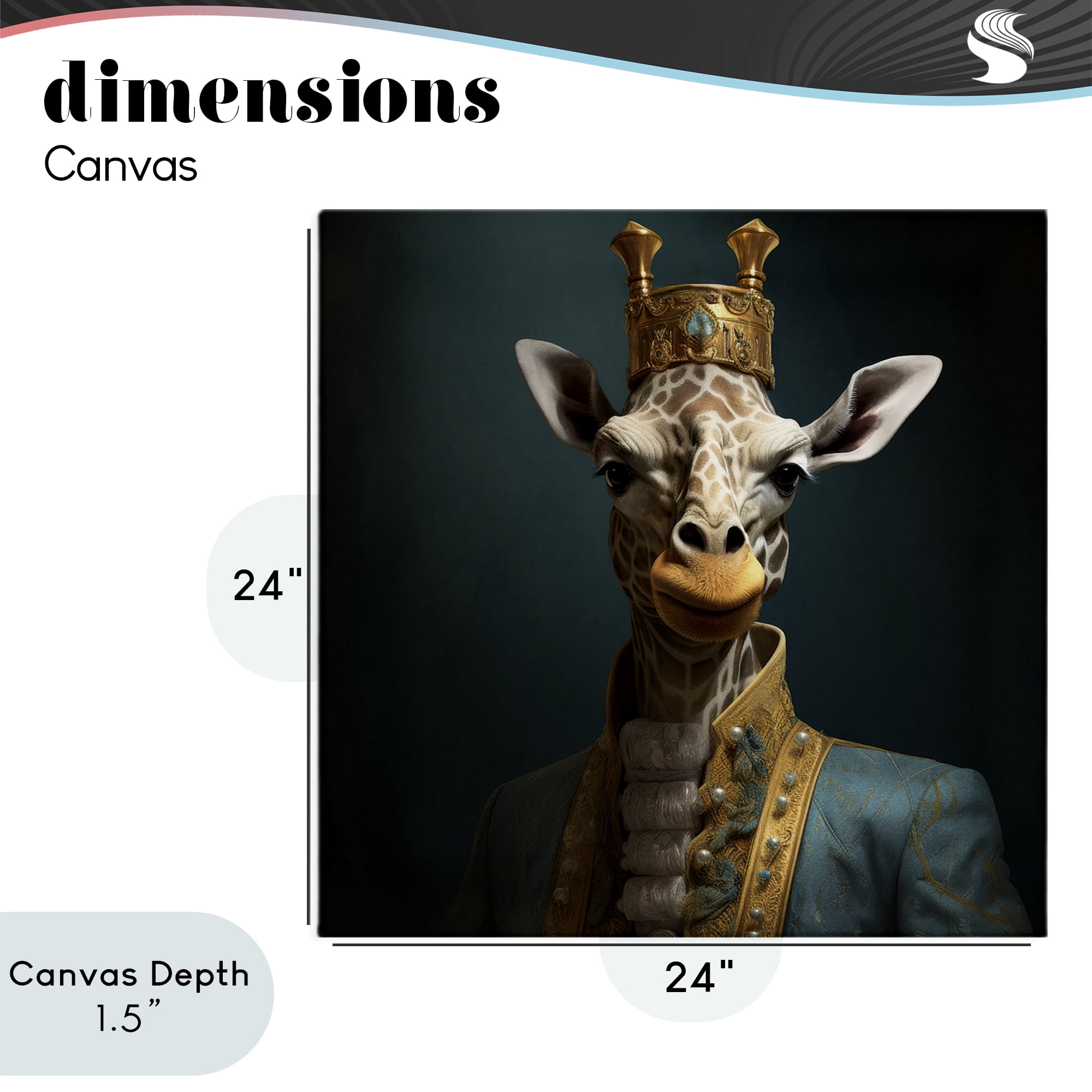 Stupell Industries Giraffe Gaze in Regal Crown Canvas Wall Art, design by Lazar Studio
