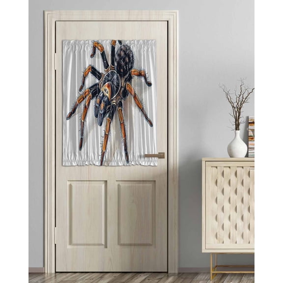 Modern Animals Print Blackout Curtains French Door Curtains for Door Window, Watercolor Chic Spiders Privacy Drapery for Patio/Sidelight Doors, 1 Panel with Tieback, 54 x 40 Inches