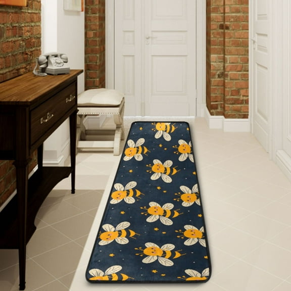 Ryvnso Honey Bee Hallway Runner Rugs Floor Carpet Non Slip Entryway Mat 2' x 6'