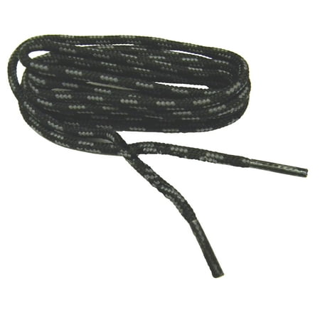 

60 Inch 152 cm 2 pair pack Black with Grey Heavy Duty 4mm round Boot Shoelaces Bootlaces