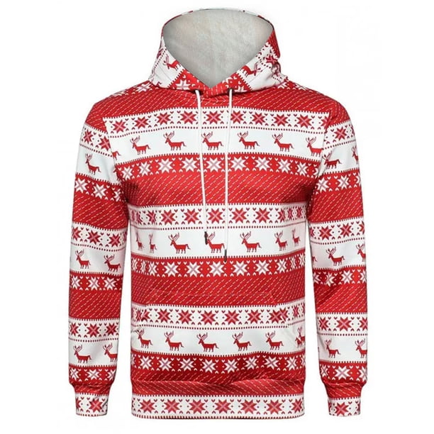 Suéter holgado con capucha para hombre y mujer de otoño e invierno con estampado navideño Fridja FKASFK5113