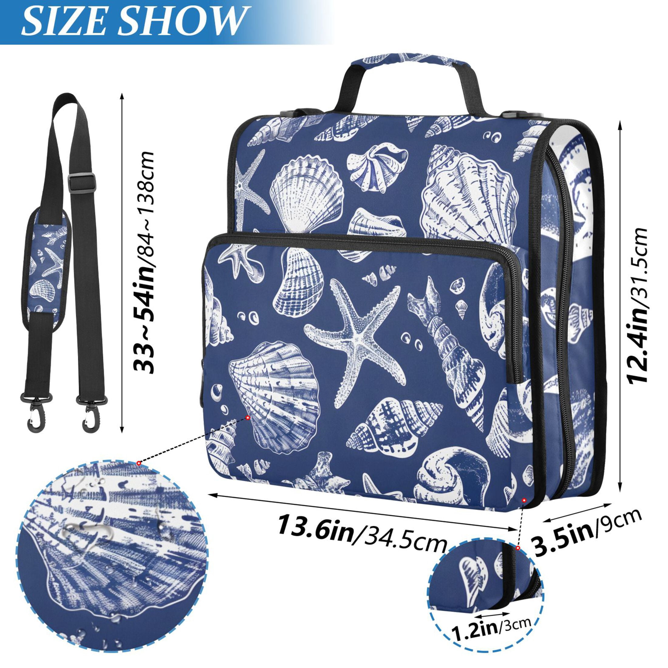 ALAZA Zipper Binder Sea Shells Starfish 3 Ring Trapper Keeper File Folder Organizer Bag