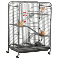 Alden Design 37"H Metal 4-Tier Rolling Large Small Animal Cage,Black