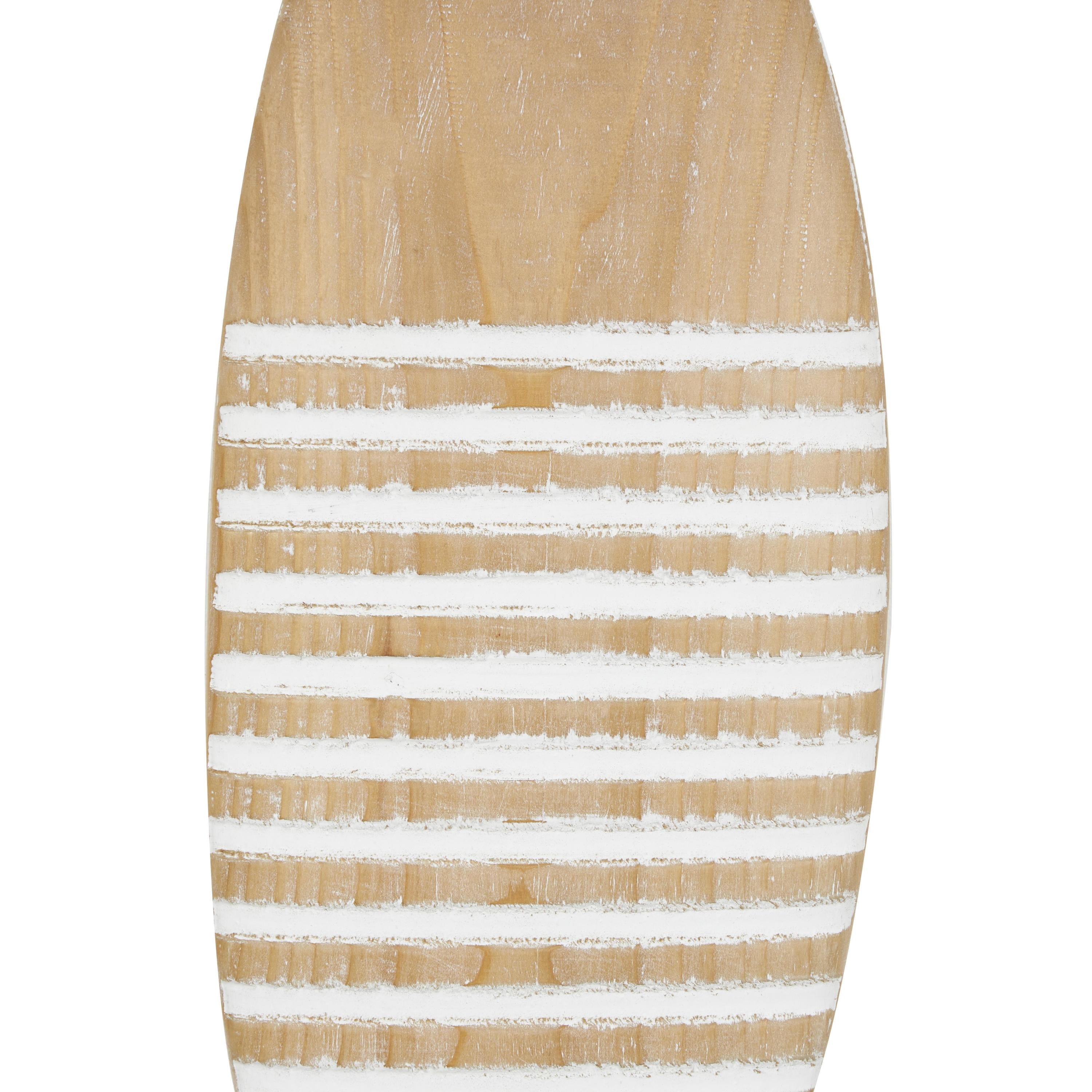 DecMode Brown Wood Fish Wall Decor with White Stripes and Hanging Rope (2 Count)