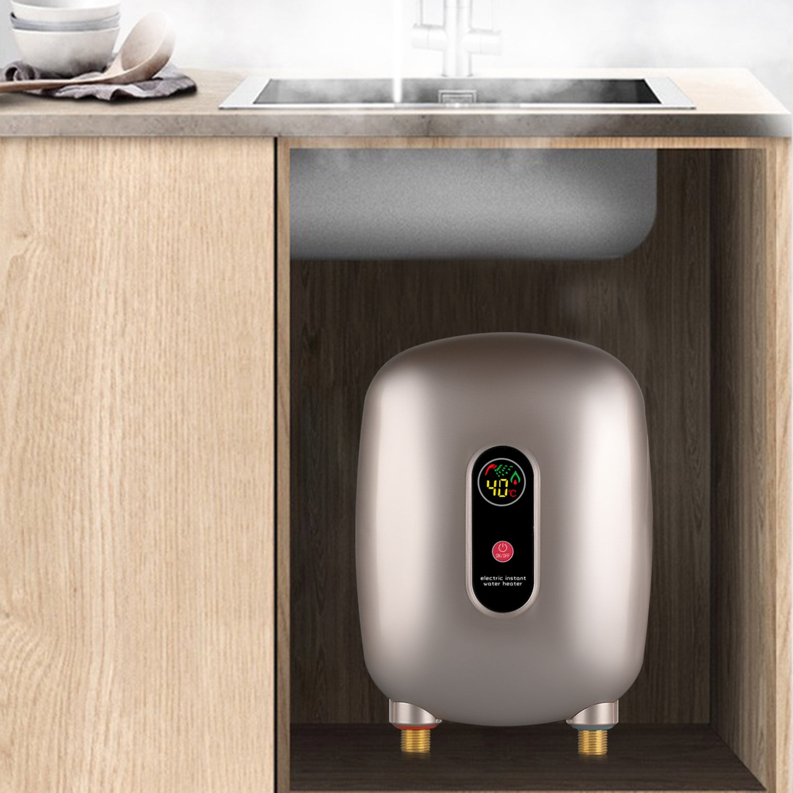 YIYIBYUS 3000W Electric Tankless Water Heater Mini Instant Kitchen Hot Water Heater for Wet Bars, Schools, Hospitals, Hair Salons, Boats