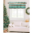 thumbnail image 6 of Turquoise Brown Curtain Valance for Windows/Living Room/Kitchen/Bathroom/Café, Short Rod Pocket Tier Curtain Window Treatment Panel Watercolor Modern Abstract Striped Topper Curtain 60''x18'', 6 of 6