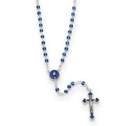 16" First Communion Blue Beads Rosary Necklace
