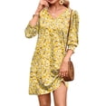 thumbnail image 4 of WIHOLL Flowy Dresses for Women Cute Floral Print 3/4 Length Sleeve Midi Dress Lightweight Casual Beach Vacation Sundresses with Pockets, 4 of 9