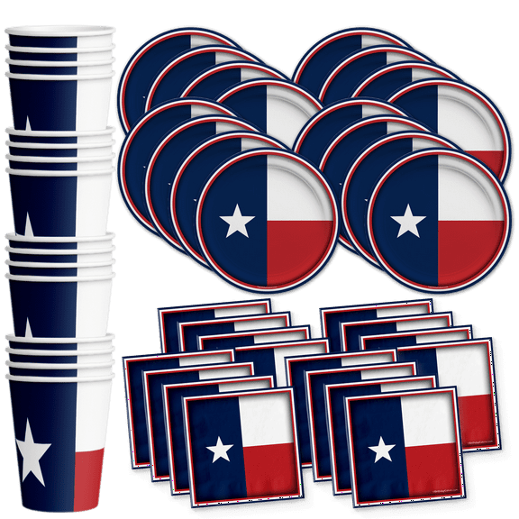 Texas State Flag Birthday Party Supplies Set Plates Napkins Cups Tableware Kit for 16
