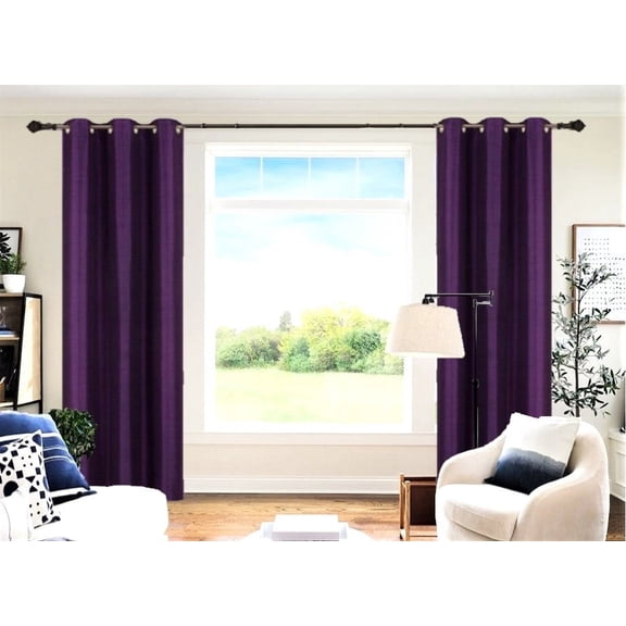 Gorgeous Home Linen Set of 2 Panels 100% Blackout Bedroom Window Curtain Panels, 84", Purple