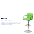 thumbnail image 6 of BizChair 2 Pk. Contemporary Green Quilted Vinyl Adjustable Height Barstool with Arms and Chrome Base, 6 of 15