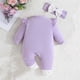 thumbnail image 4 of Odeerbi 1-18 Meses Niñas San Valentín Mono de Algodón Con Lazo Y Cinta Para La Cabeza Conjunto Onesie de Manga Larga, 4 of 8