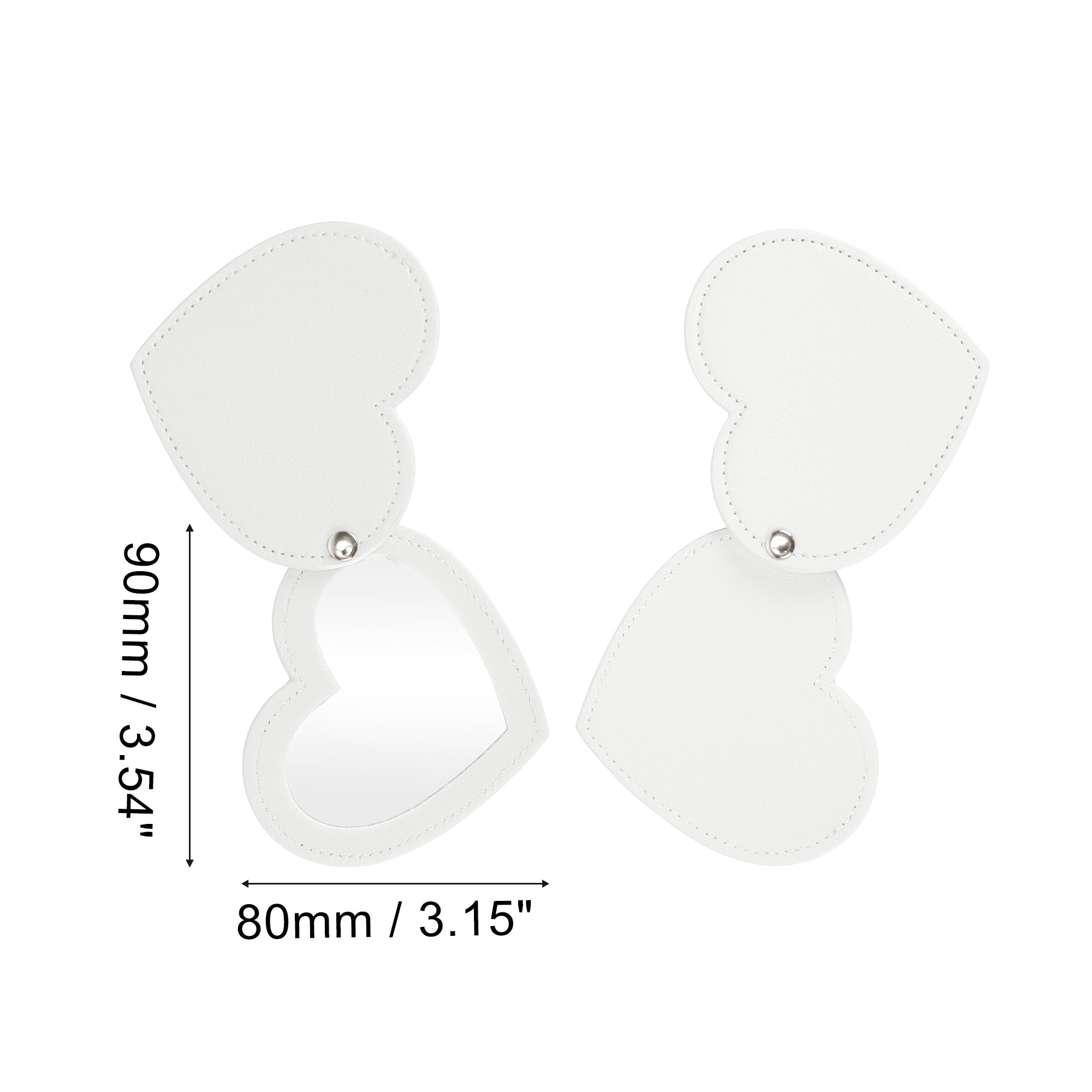 Unique Bargains 1Pc Rotating Heart Makeup Mirror for Travel White